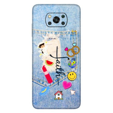 POCO Phone Skins (All Models) - Denim Jeans Pocket - 3D Embossed Finish (L-134) Poco X3