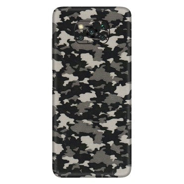POCO Phone Skins (All Models) - Black/Grey Camoflaunge - 3D Embossed Finish (L-142) Poco X3