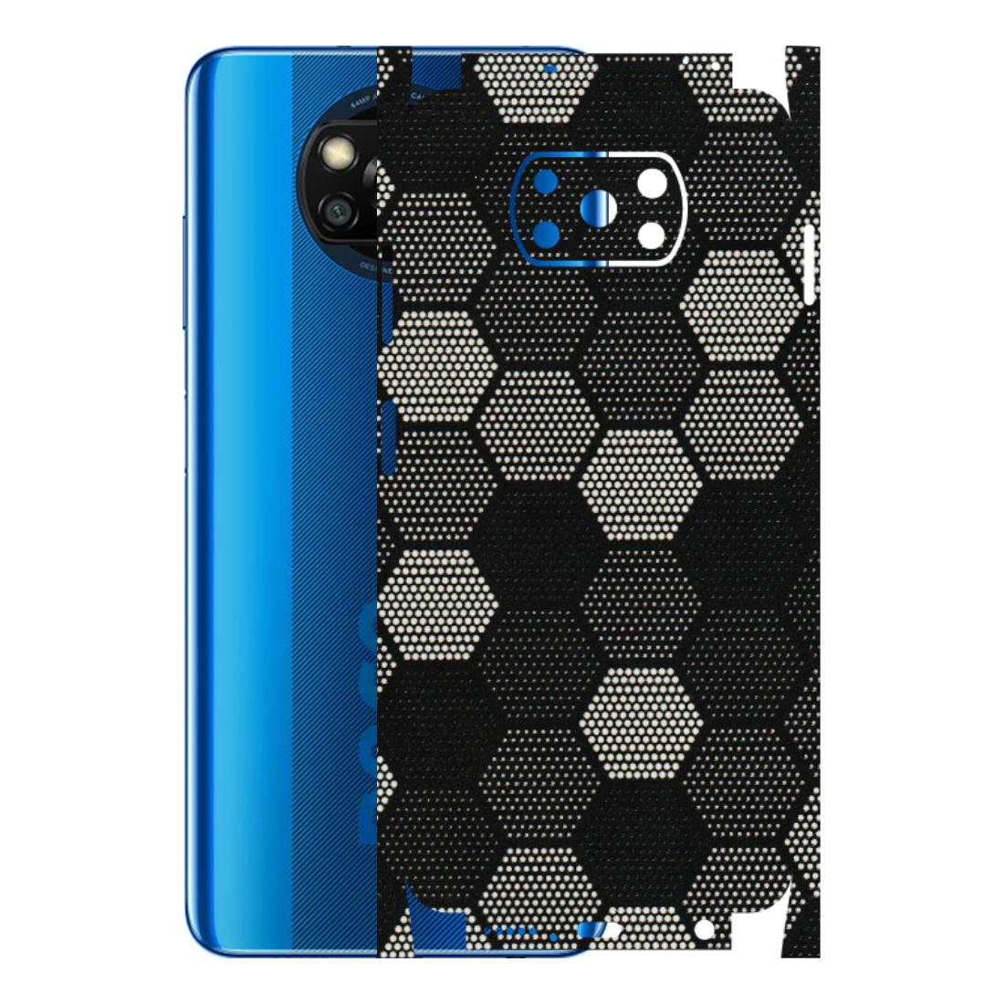 POCO Phone Skins (All Models) - Black & White Dotted Honeycomb Texture - 3D Embossed Finish (L-202) Poco X3