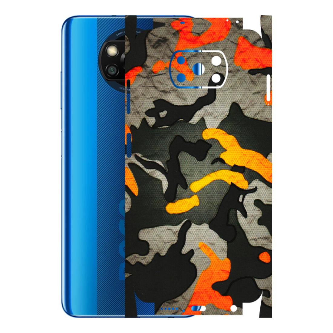 POCO Phone Skins (All Models) - Orange Camouflage - 3D Embossed Finish (L-204) Poco X3
