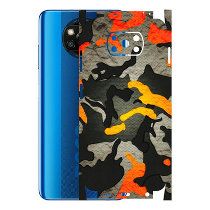 POCO Phone Skins (All Models) - Orange Camouflage - 3D Embossed Finish (L-204) Poco X3