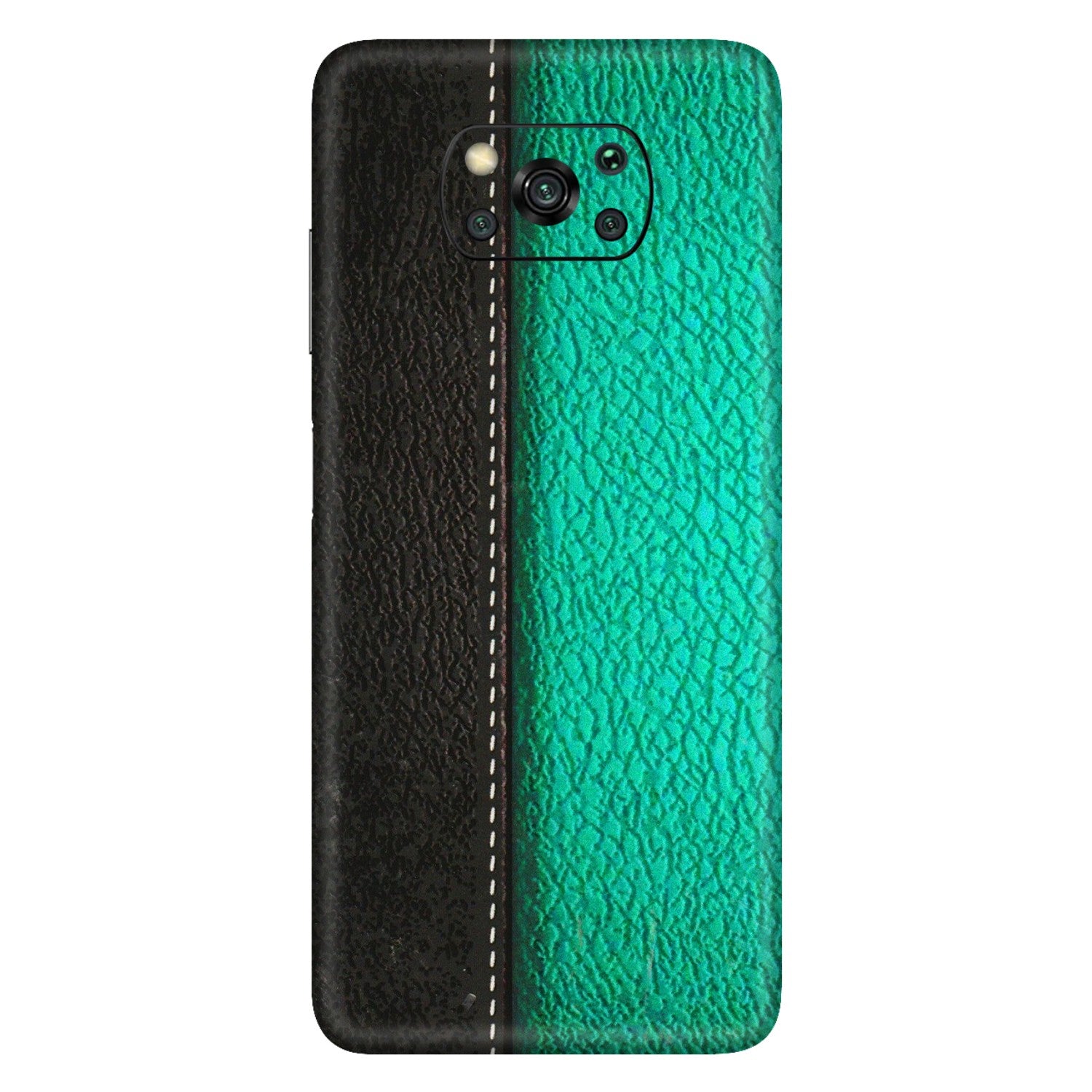 POCO Phone Skins (All Models) - Black Green Dual  Leather Stich - 3D Embossed Finish (L-233) Poco X3