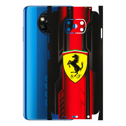 POCO Phone Skins (All Models) - Black Ferrari Logo - 3D Embossed Finish (L-253) Poco X3