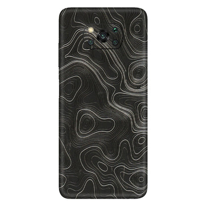 POCO Phone Skins (All Models) - Abstract White Line Map - 3D Embossed Finish (L-269) Poco X3