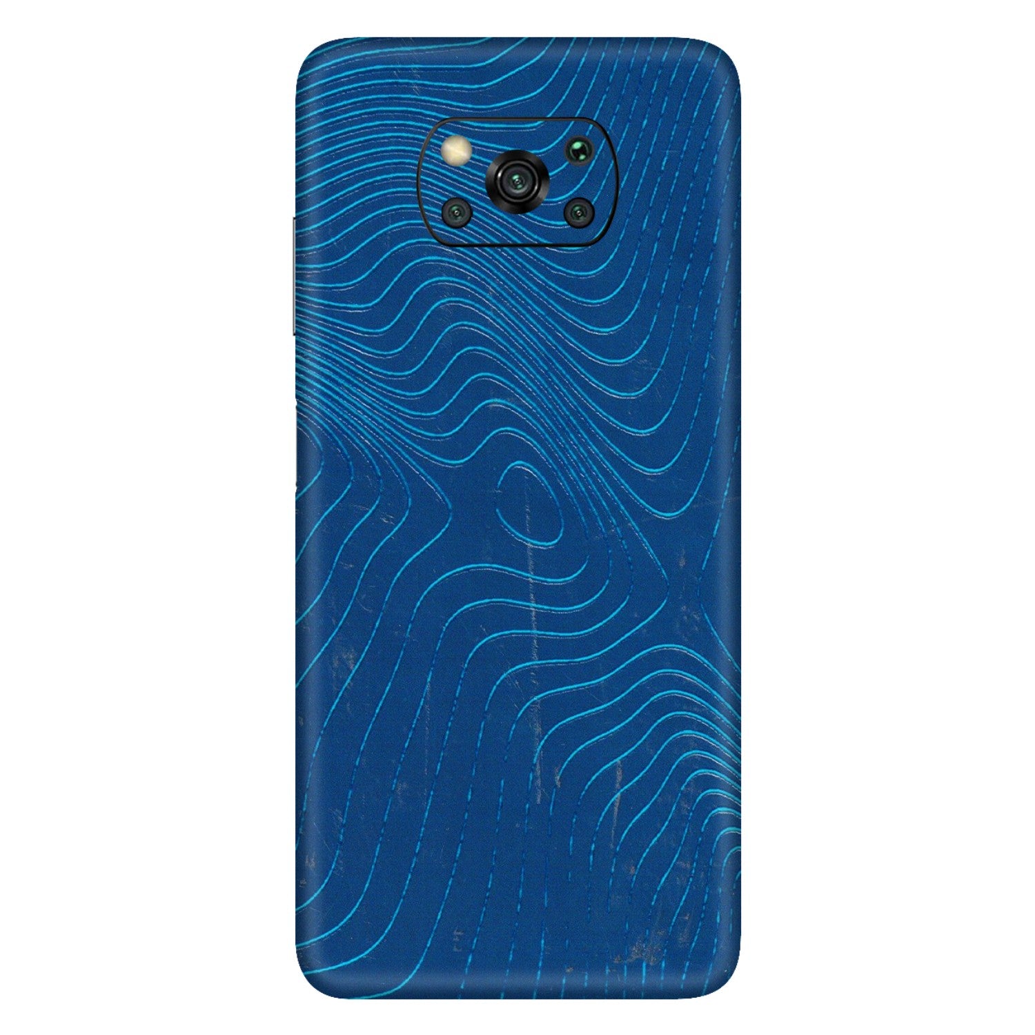 POCO Phone Skins (All Models) - Abstract Blue Line Map - 3D Embossed Finish (L-272) Poco X3