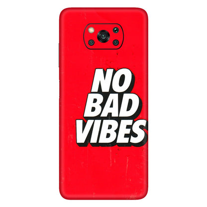 POCO Phone Skins (All Models) - No Bad Vibes - 3D Embossed Finish (L-280) Poco X3