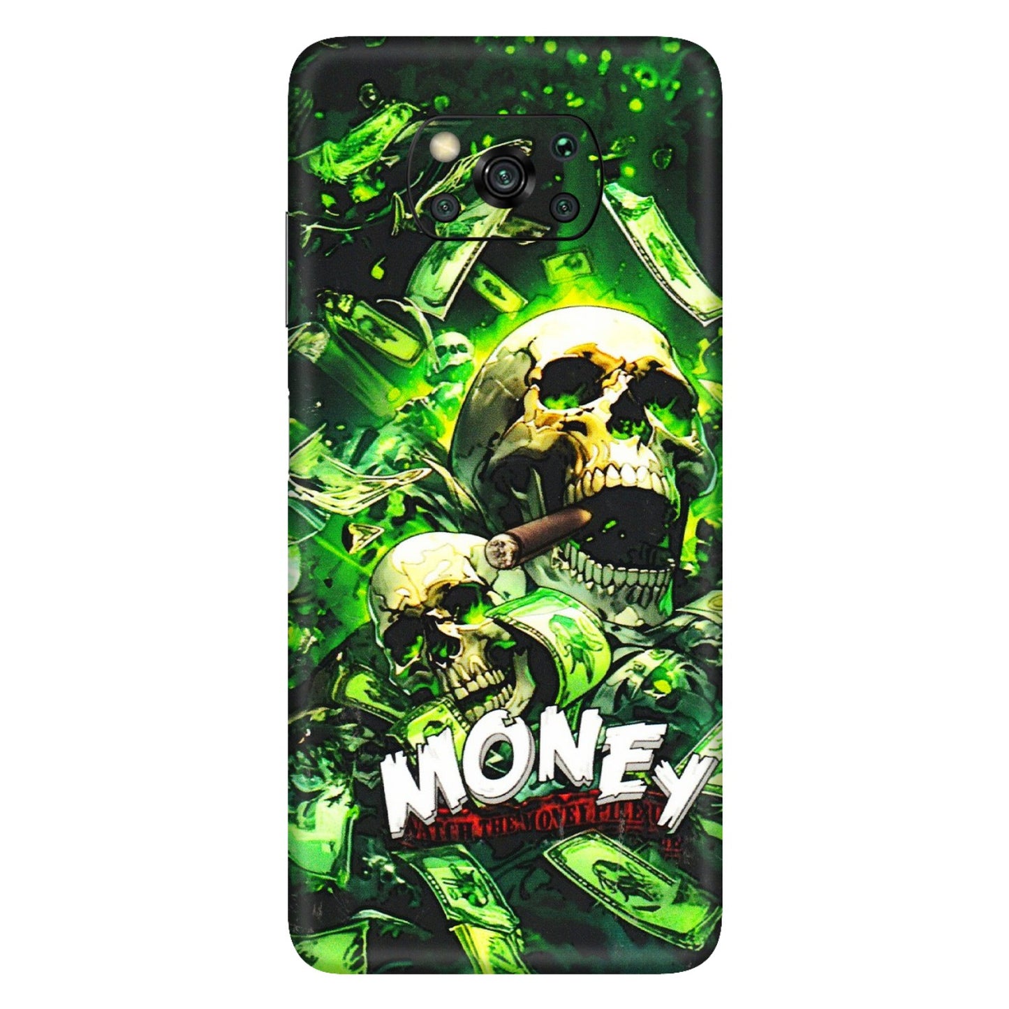 POCO Phone Skins (All Models) - Skull Money - 3D Embossed Finish (L-303) Poco X3