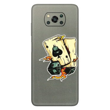 POCO Phone Skins (All Models) - Grey Cards Of Ace - 3D Embossed Finish (L-77) Poco X3