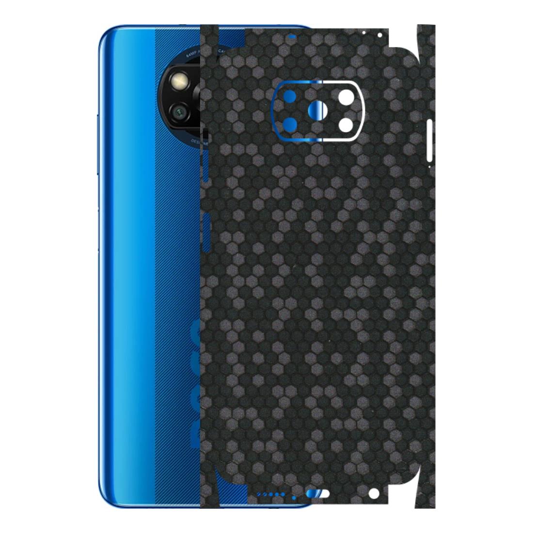 POCO Phone Skins (All Models) - Black Grey Honeycomb Sober - 3D Embossed Finish (L-85) Poco X3