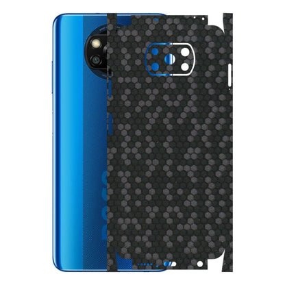 POCO Phone Skins (All Models) - Black Grey Honeycomb Sober - 3D Embossed Finish (L-85) Poco X3