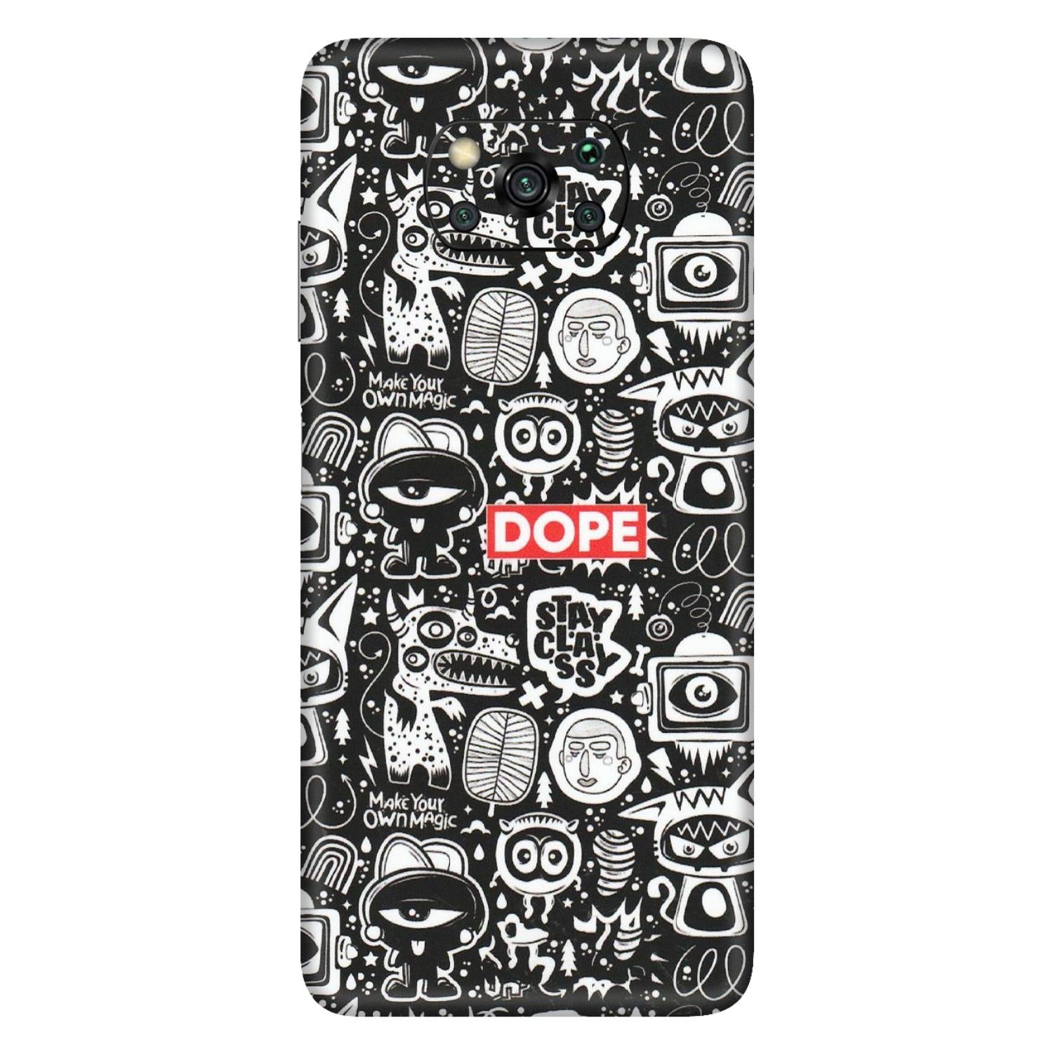 POCO Phone Skins (All Models) - Dope Stay Classy Black Doodles - Matte Finish (M-126) Poco X3