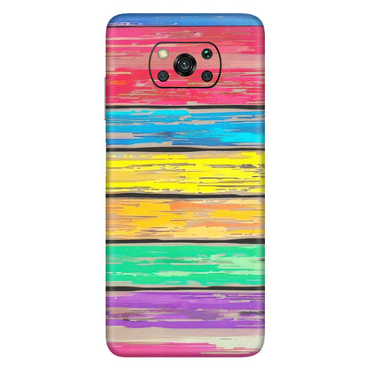 POCO Phone Skins (All Models) - Multi Colour Wooden Wall - Matte Finish (M-96) Poco X3
