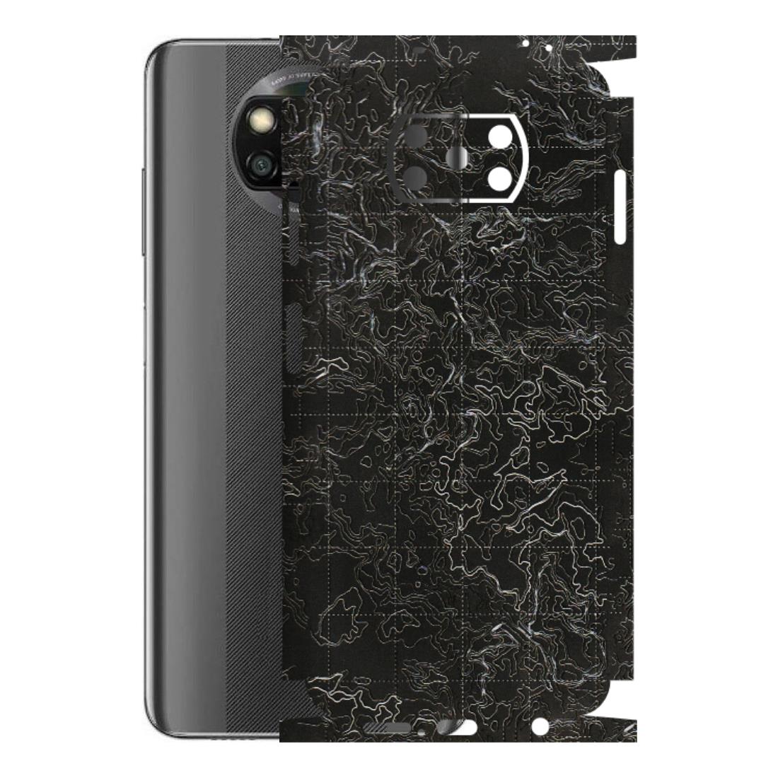 POCO Phone Skins (All Models) - Black map Texture - 3D Embossed Finish (L-201) Poco X3 NFC