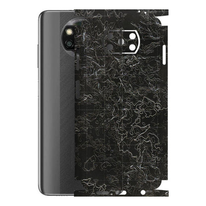 POCO Phone Skins (All Models) - Black map Texture - 3D Embossed Finish (L-201) Poco X3 NFC