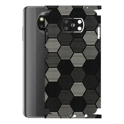 POCO Phone Skins (All Models) - Black & White Dotted Honeycomb Texture - 3D Embossed Finish (L-202) Poco X3 NFC
