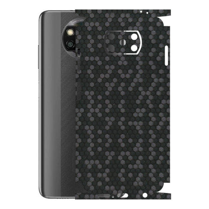 POCO Phone Skins (All Models) - Black Grey Honeycomb Sober - 3D Embossed Finish (L-85) Poco X3 NFC