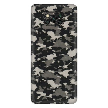 POCO Phone Skins (All Models) - Black/Grey Camoflaunge - 3D Embossed Finish (L-142) Poco X3 PRO