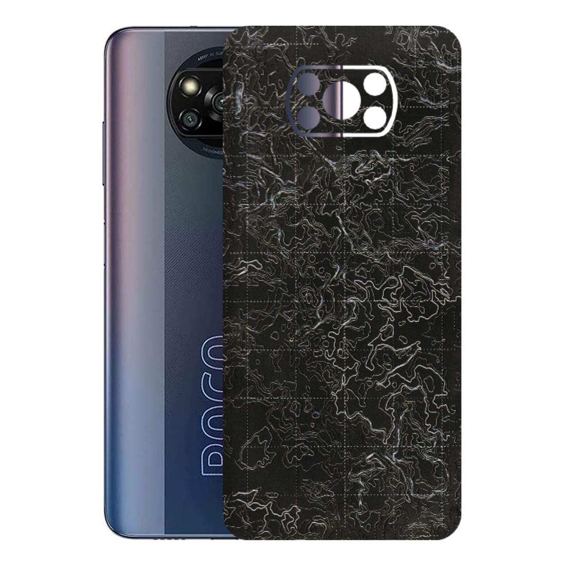 POCO Phone Skins (All Models) - Black map Texture - 3D Embossed Finish (L-201) Poco X3 PRO