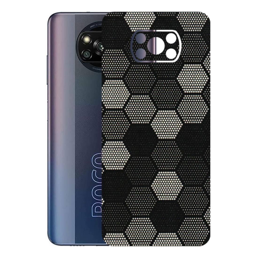 POCO Phone Skins (All Models) - Black & White Dotted Honeycomb Texture - 3D Embossed Finish (L-202) Poco X3 PRO