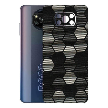 POCO Phone Skins (All Models) - Black & White Dotted Honeycomb Texture - 3D Embossed Finish (L-202) Poco X3 PRO