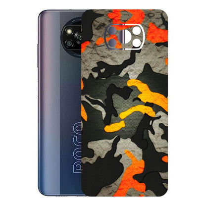 POCO Phone Skins (All Models) - Orange Camouflage - 3D Embossed Finish (L-204) Poco X3 PRO