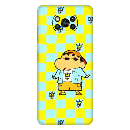 POCO Phone Skins (All Models) - Yellow Blue Shinchan Cute - 3D Embossed Finish (L-221) Poco X3 PRO