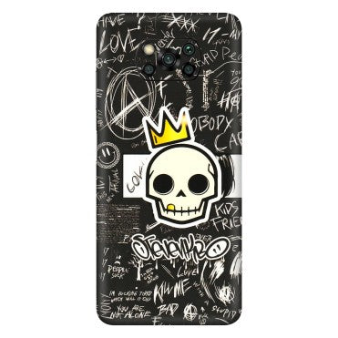 POCO Phone Skins (All Models) - Funny Skull Black Chalk Grafitti - 3D Embossed Finish (L-22) Poco X3 PRO
