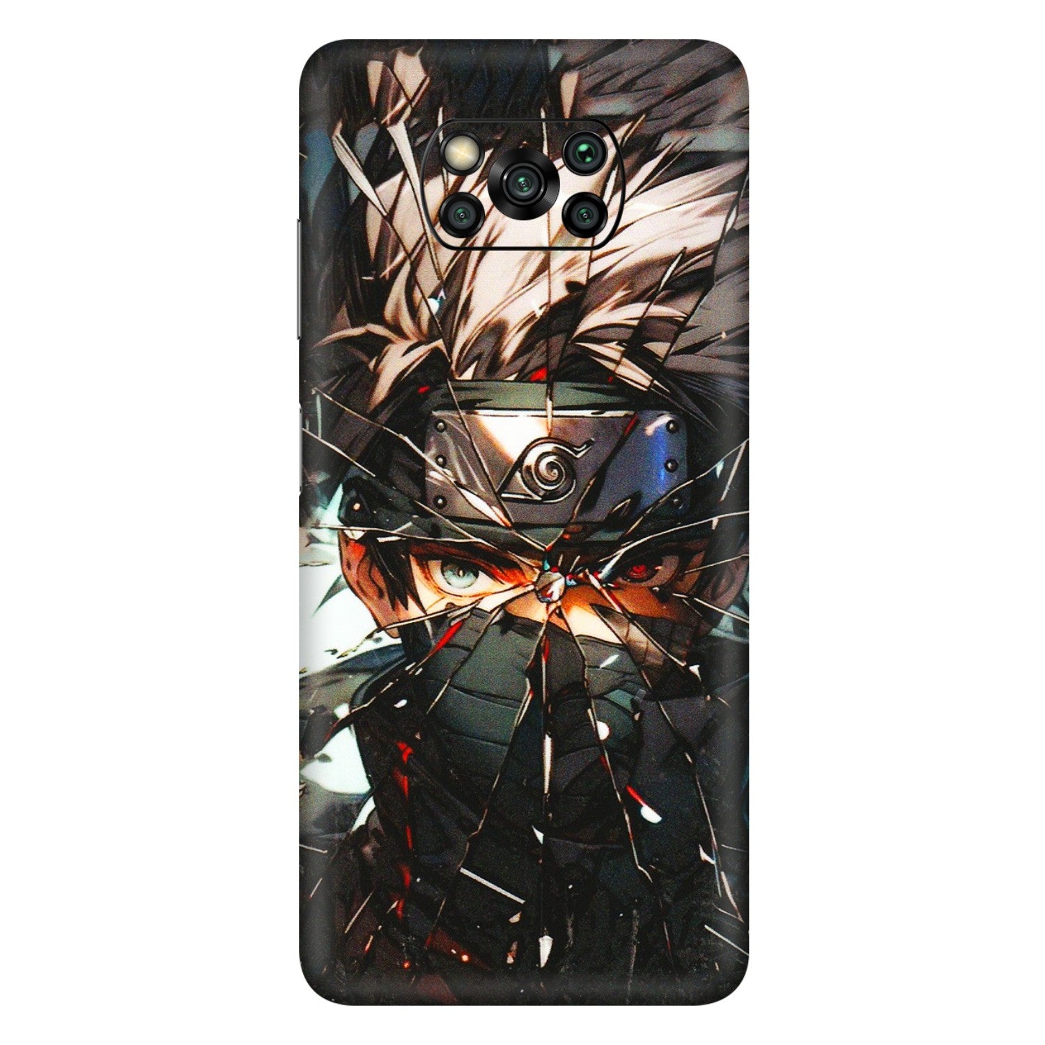 POCO Phone Skins (All Models) - Kakashi Shattered Glass Effect - 3D Embossed Finish (L-237) Poco X3 PRO