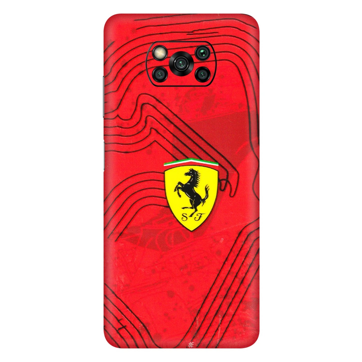 POCO Phone Skins (All Models) - Red Ferrari Logo Stylish - 3D Embossed Finish (L-238) Poco X3 PRO