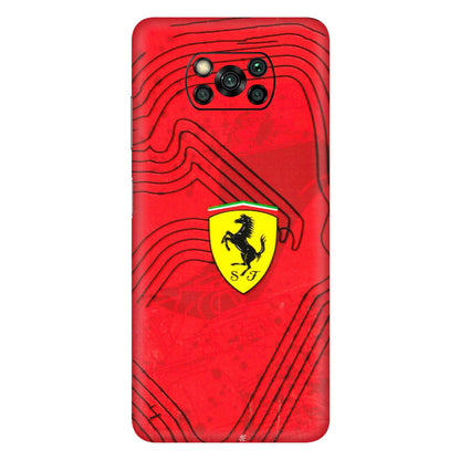 POCO Phone Skins (All Models) - Red Ferrari Logo Stylish - 3D Embossed Finish (L-238) Poco X3 PRO