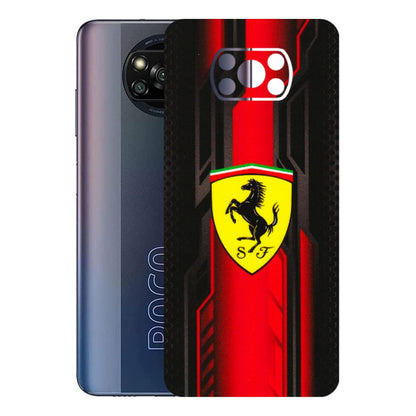 POCO Phone Skins (All Models) - Black Ferrari Logo - 3D Embossed Finish (L-253) Poco X3 PRO