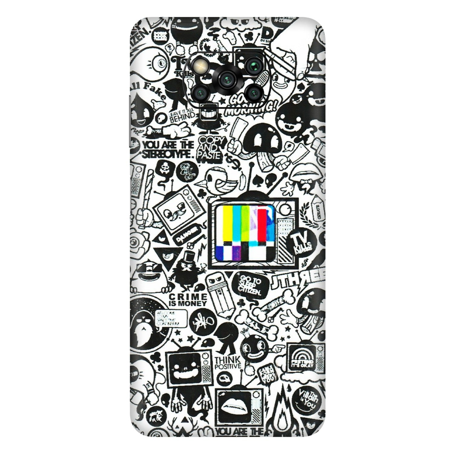 POCO Phone Skins (All Models) - Doodles Positive Art - 3D Embossed Finish (L-263) Poco X3 PRO