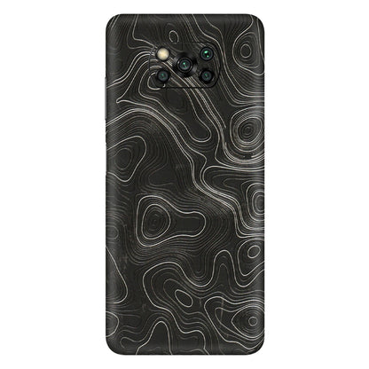 POCO Phone Skins (All Models) - Abstract White Line Map - 3D Embossed Finish (L-269) Poco X3 PRO