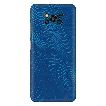 POCO Phone Skins (All Models) - Abstract Blue Line Map - 3D Embossed Finish (L-272) Poco X3 PRO