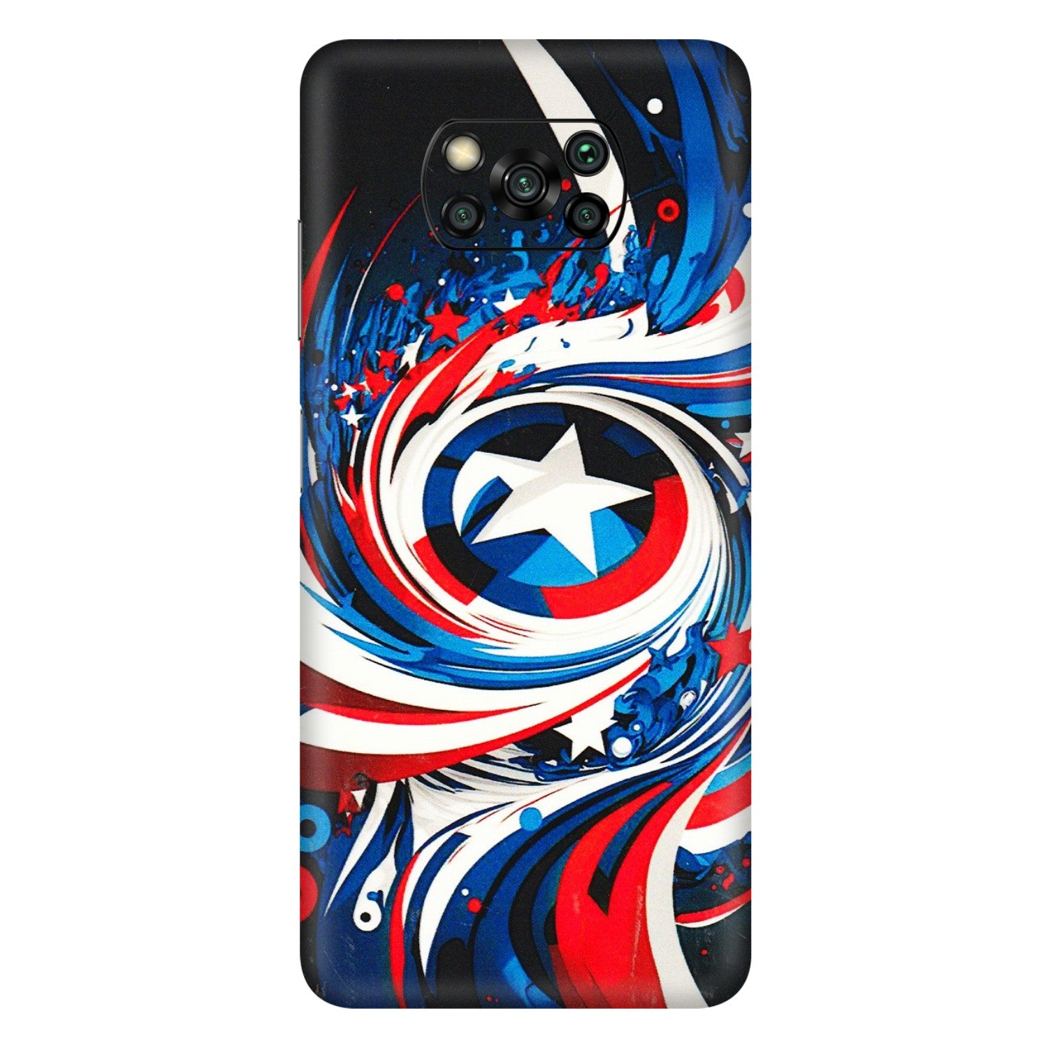POCO Phone Skins (All Models) - Captain America Logo - 3D Embossed Finish (L-307) Poco X3 PRO