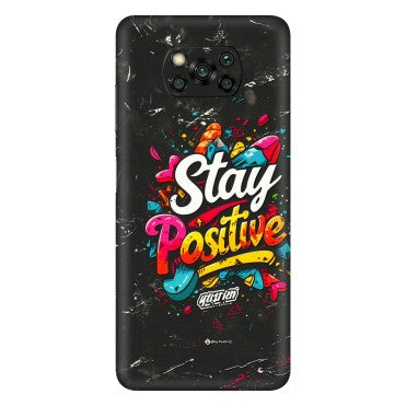 POCO Phone Skins (All Models) - Stay Positive Black - 3D Embossed Finish (L-31) Poco X3 PRO