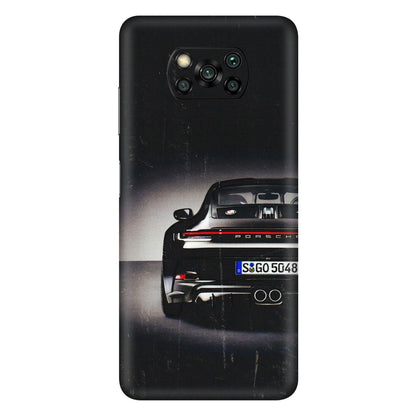 POCO Phone Skins (All Models) - New Black Porsche GT3 - 3D Embossed Finish (L-327) Poco X3 PRO