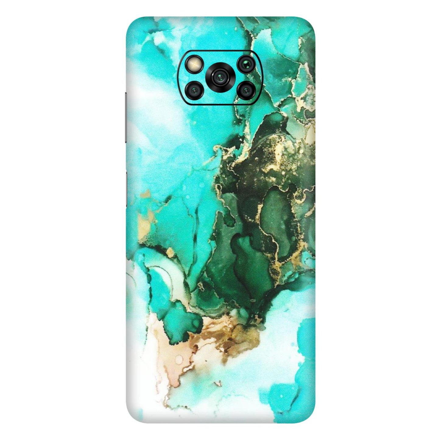 POCO Phone Skins (All Models) - The Blue Gold Marble - Matte Finish (M-124) Poco X3 PRO