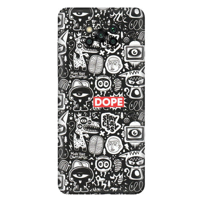 POCO Phone Skins (All Models) - Dope Stay Classy Black Doodles - Matte Finish (M-126) Poco X3 PRO