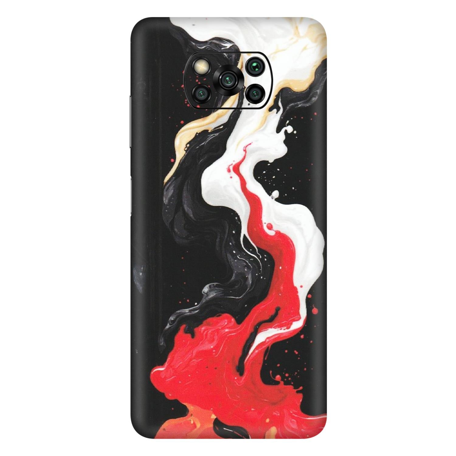 POCO Phone Skins (All Models) - Black Red White Paint Splash Fusion - Matte Finish (M-56) Poco X3 PRO