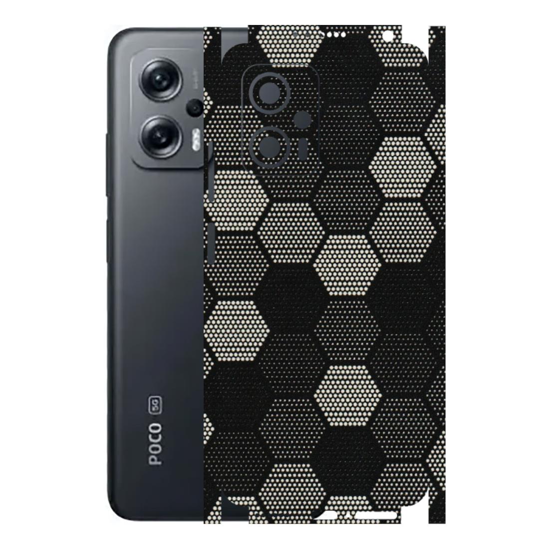 POCO Phone Skins (All Models) - Black & White Dotted Honeycomb Texture - 3D Embossed Finish (L-202) Poco X4 GT (5G)