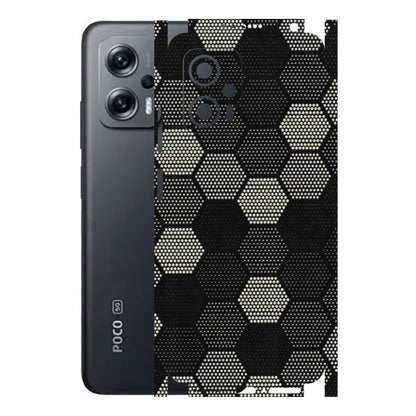 POCO Phone Skins (All Models) - Black & White Dotted Honeycomb Texture - 3D Embossed Finish (L-202) Poco X4 GT (5G)