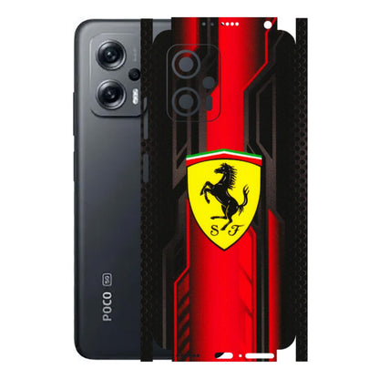 POCO Phone Skins (All Models) - Black Ferrari Logo - 3D Embossed Finish (L-253) Poco X4 GT (5G)