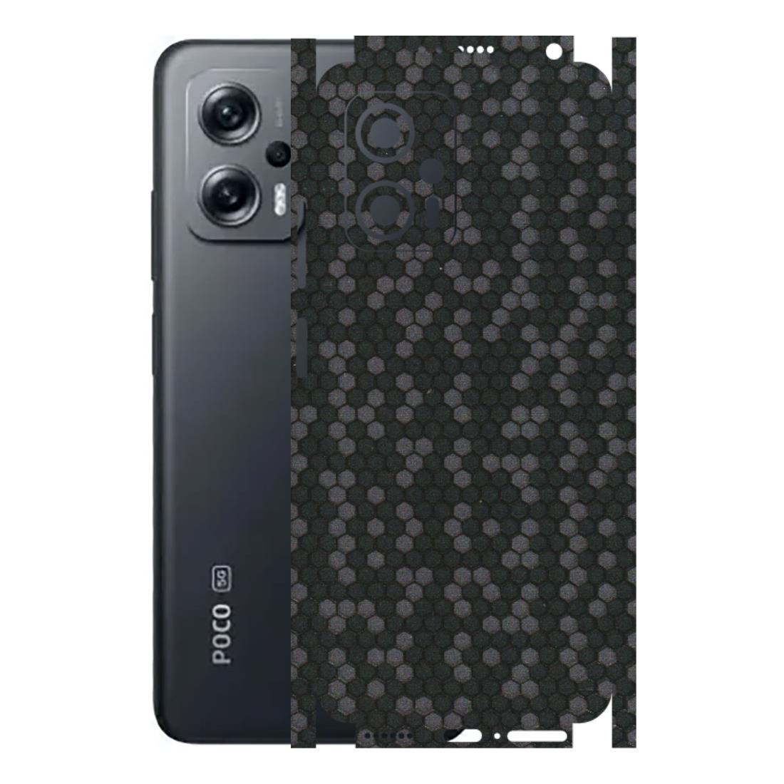 POCO Phone Skins (All Models) - Black Grey Honeycomb Sober - 3D Embossed Finish (L-85) Poco X4 GT (5G)