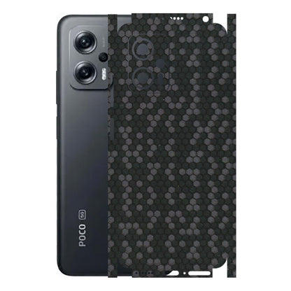 POCO Phone Skins (All Models) - Black Grey Honeycomb Sober - 3D Embossed Finish (L-85) Poco X4 GT (5G)