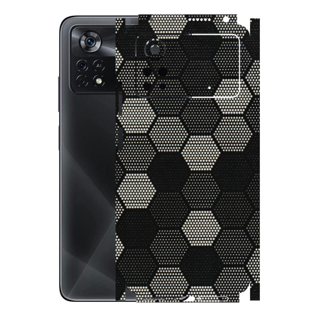 POCO Phone Skins (All Models) - Black & White Dotted Honeycomb Texture - 3D Embossed Finish (L-202) Poco X4 PRO (5G)