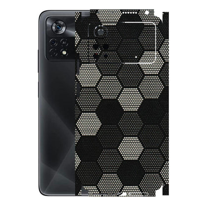 POCO Phone Skins (All Models) - Black & White Dotted Honeycomb Texture - 3D Embossed Finish (L-202) Poco X4 PRO (5G)