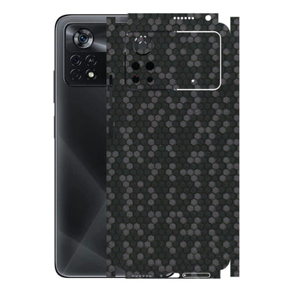 POCO Phone Skins (All Models) - Black Grey Honeycomb Sober - 3D Embossed Finish (L-85) Poco X4 PRO (5G)