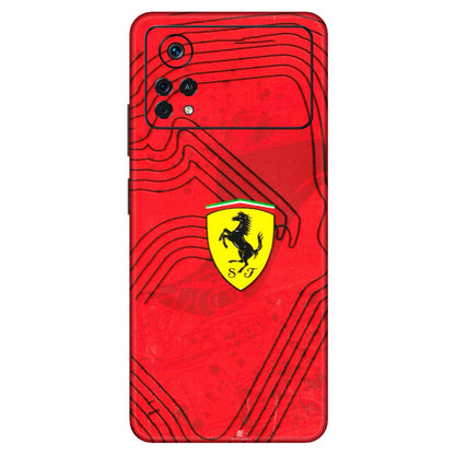 POCO Phone Skins (All Models) - Red Ferrari Logo Stylish - 3D Embossed Finish (L-238) Poco X4 PRO (5G)