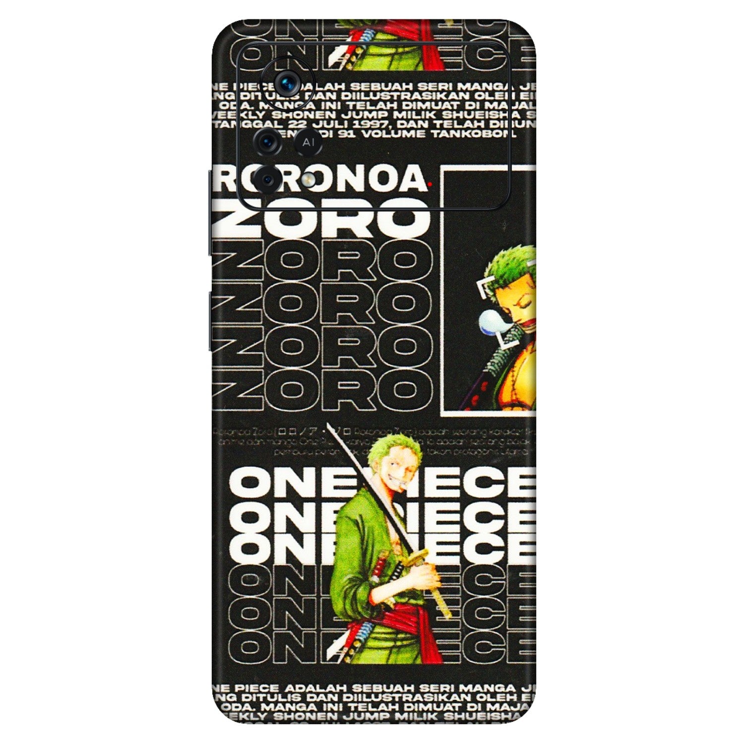 POCO Phone Skins (All Models) - One Piece Zoro - 3D Embossed Finish (L-250) Poco X4 PRO (5G)